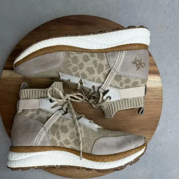 OTBT Hybrid Khaki Stretchy Sock High Top Sneaker Womens Size 9M Lace Up EUC - Picture 2 of 9